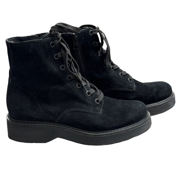 Vince Black Cabria Suede Lug Lace Up Combat Boots - Picture 3 of 15